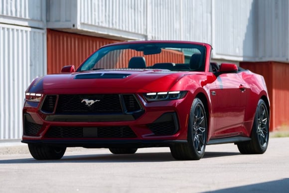 2024 Ford Mustang GT convertible red color front view