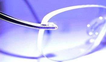 Close up image of a glasses lens.