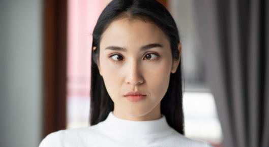 Woman with strabismus