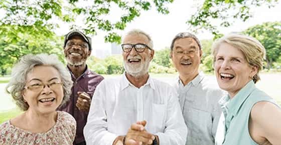 Image of a group of older people wearing glasses. 