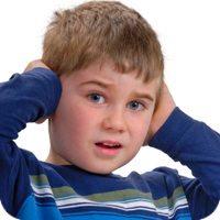 image of young boy covering his ears in pain
