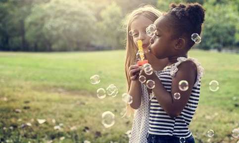 Girls playing outside