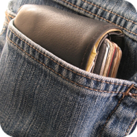 image of wallet in a back pocket. 