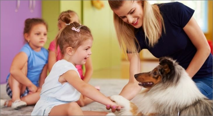 children with dog