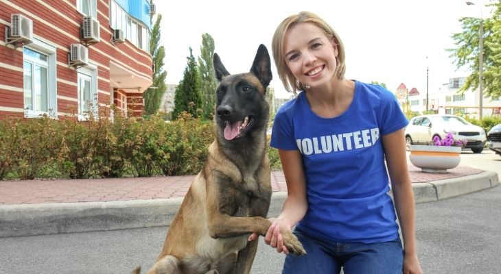 rescue volunteer with dog