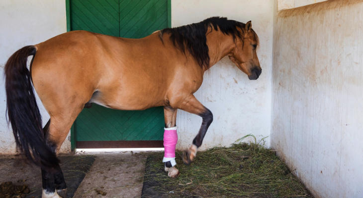 Horse deals with leg injury