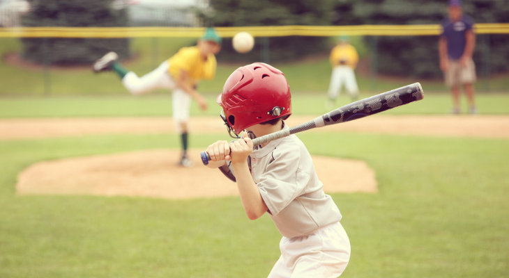Young boy playing baseball