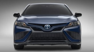 2024 Toyota Camry Hybrid blue color head-on view