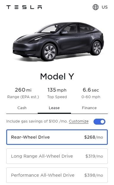 Tesla lease payment sales