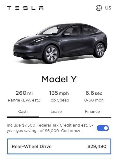 Tesla 5 price sales