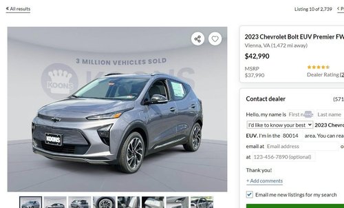 Chevy bolt dealers sales