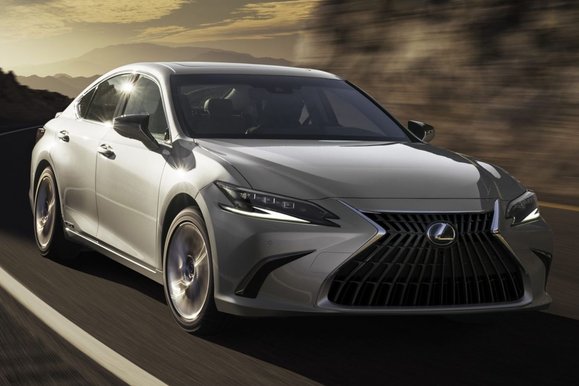 Lexus ES luxury car silver color on road