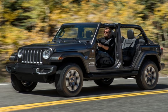 Jeep Wrangler Unlimited on road