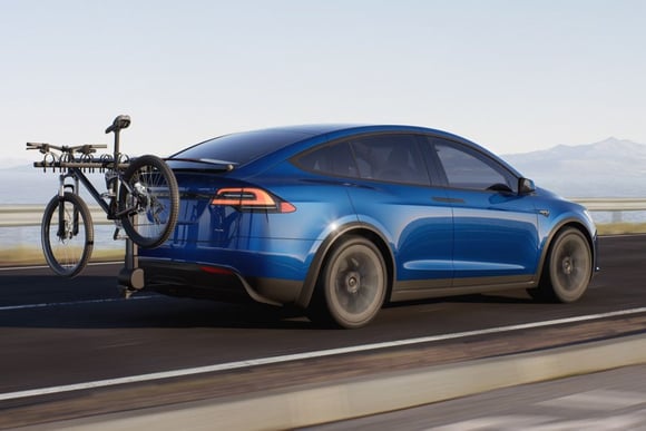 2022 Tesla Model X SUV with bike rack
