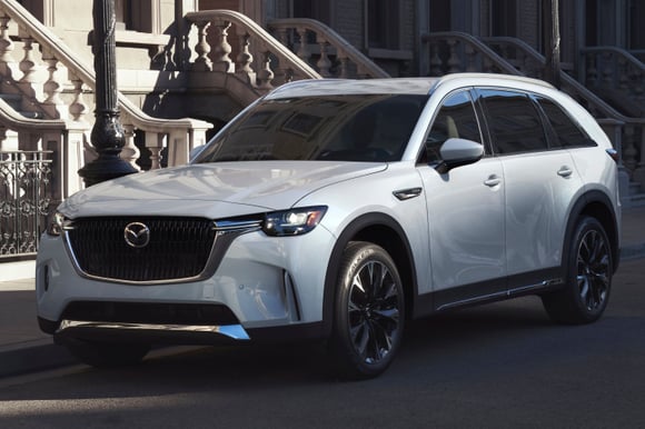 2024 Mazda CX-90 white paint exterior on road