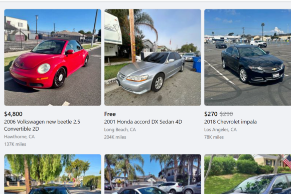 Facebook Marketplace Car Listings
