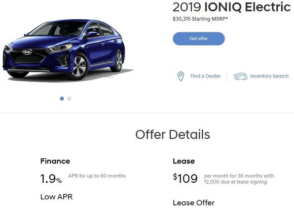 Hyundai ioniq deals electric lease $79