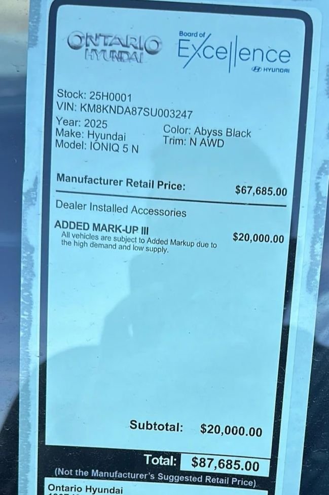 2025 Hyundai IONIQ N Has A 20,000 Markup CarsDirect