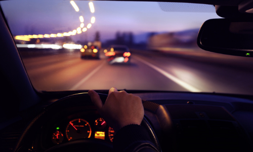 Man driving at night