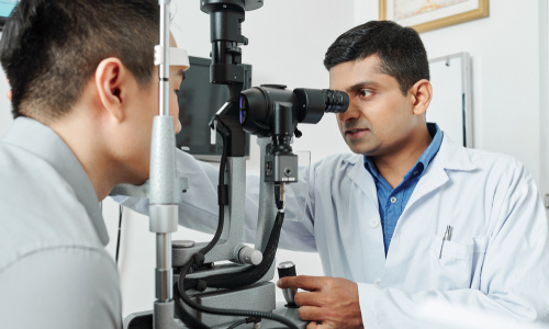 Man receiving an eye exam