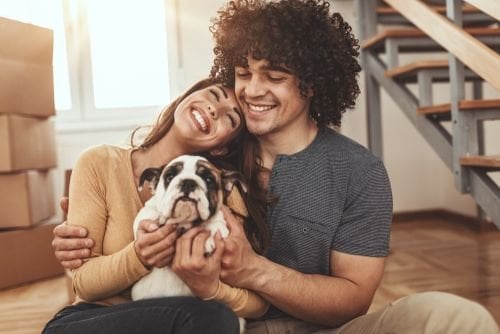 Couple with new dog 