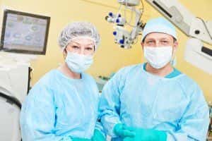 ophthalmologists preparing for LASIK surgery