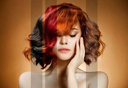 Image of a girl with sections of her hair colored different colors.