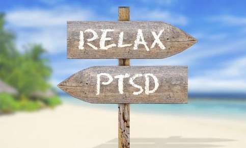 Image of a yoga and ptsd sign. 