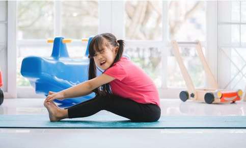 Girl stretching.