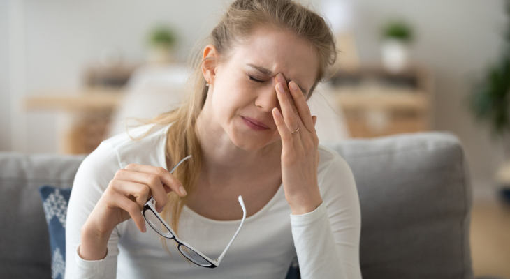 Woman with blurry vision