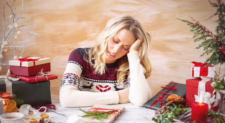 Woman stressed over the holidays