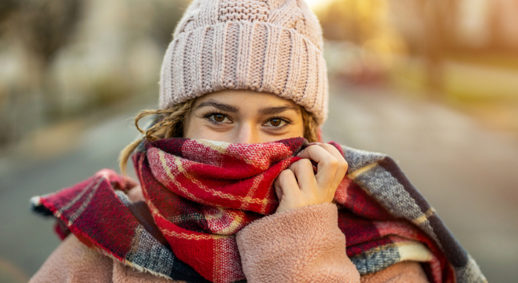 Woman bundled up for winter