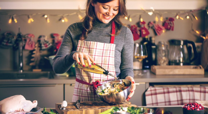 Woman cooking healthy holiday meal
