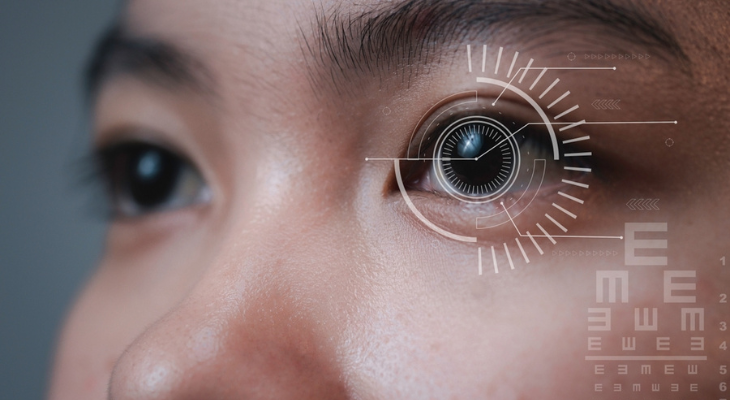 Woman preparing for eye surgery.