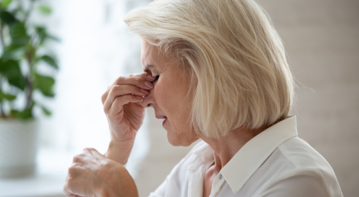 Woman struggling with vision