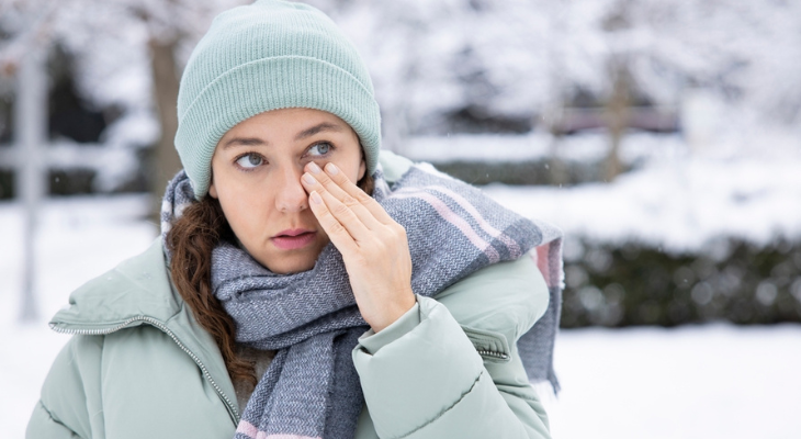 Woman suffers from dry eye