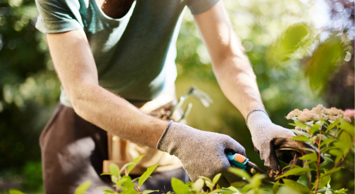 Man doing yard work