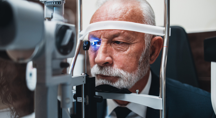 Man receiving eye exam