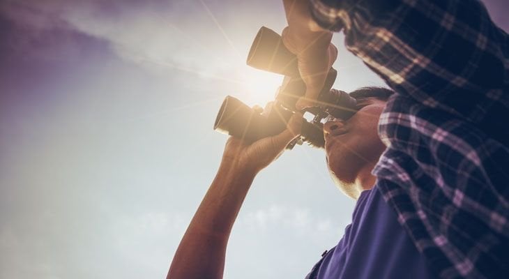 Man with binoculars