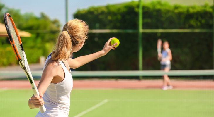 Women playing tennis