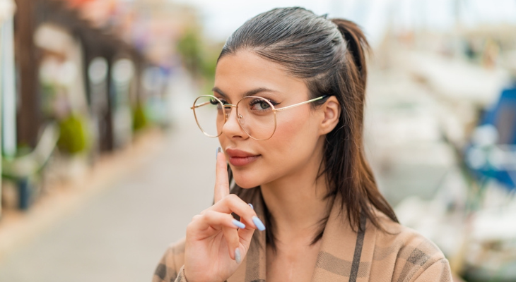 Pretty woman wearing glasses.