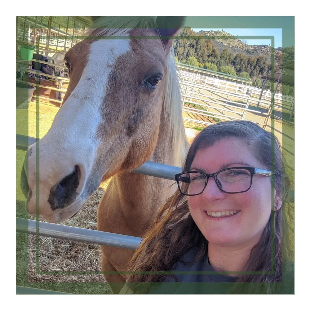 Mariah, Registered Veterinary Technician. Photo with horse