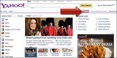 Sign up for Yahoo