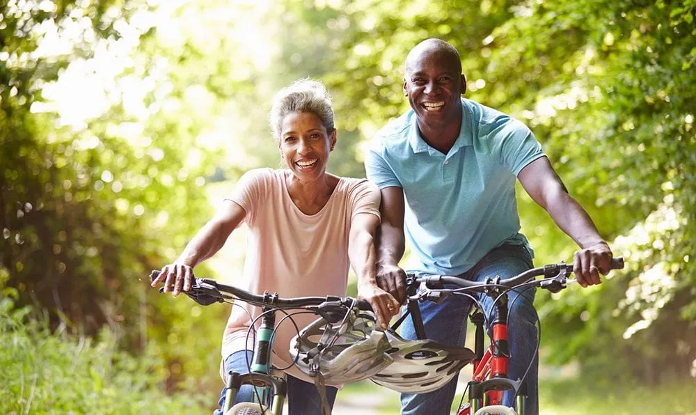 Happy Couple riding bikes