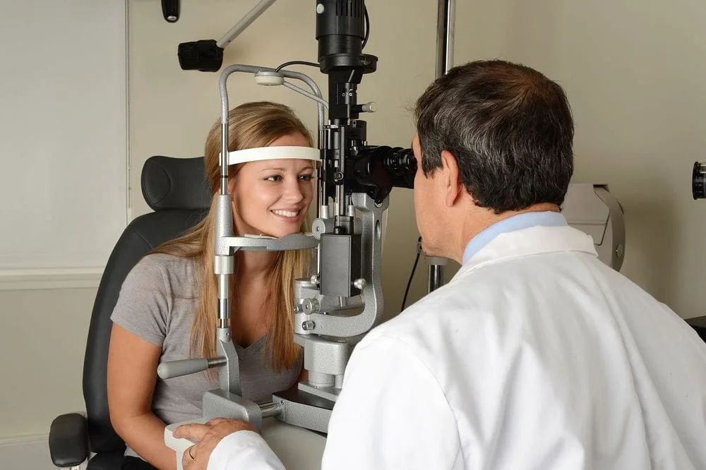 Woman getting an eye exam in Reno.