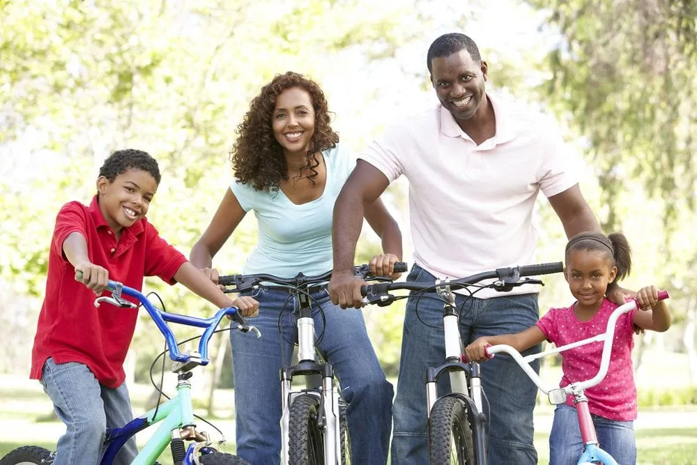 Happy Family On Bikes