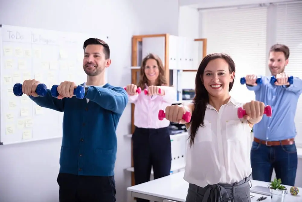 office employees participating in corporate wellness programs