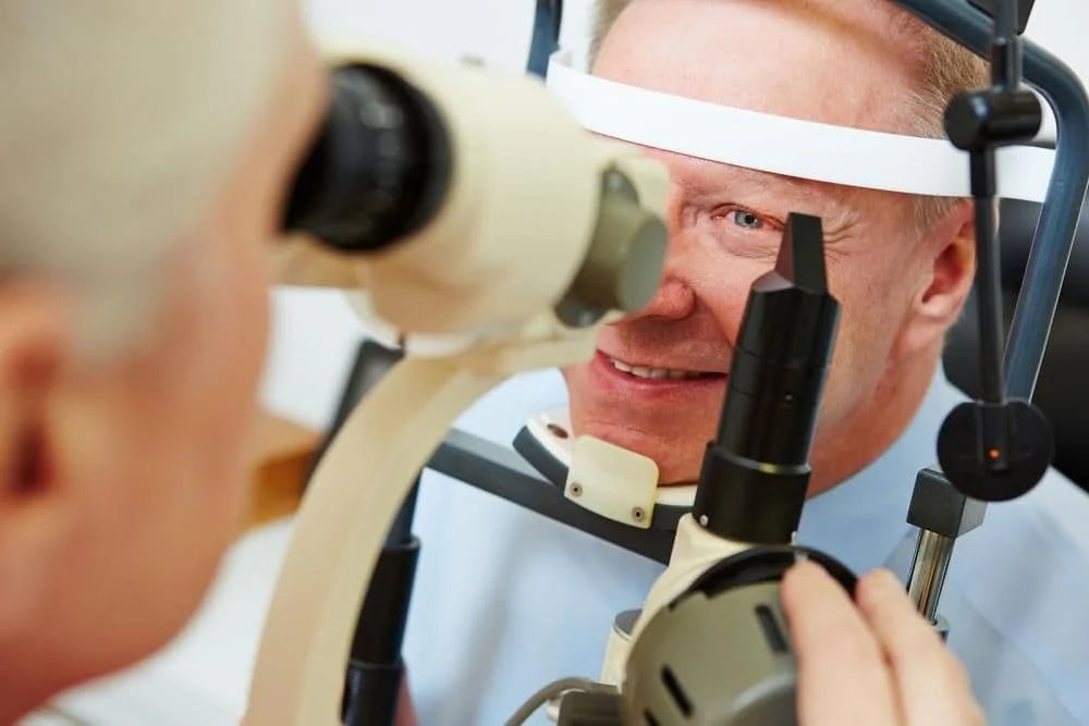 Man receiving glaucoma exam in Winnipeg