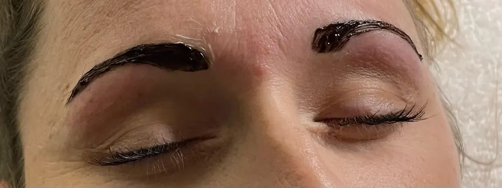 During brow tint