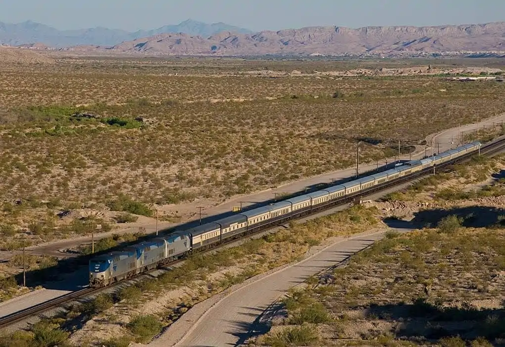 Aerial view of train on plains